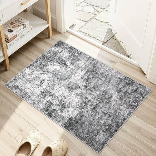 DMOYEST 2x3 Entryway Area Rug Washable Abstract Grey Small Carpet - Image 3