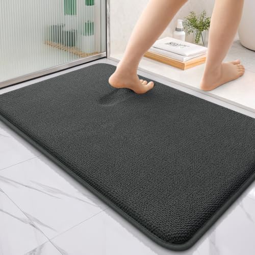 OLANLY Thick Memory Foam Bathroom Rugs 36x24, Absorbent Bath Mat, Dark Grey by OLANLY