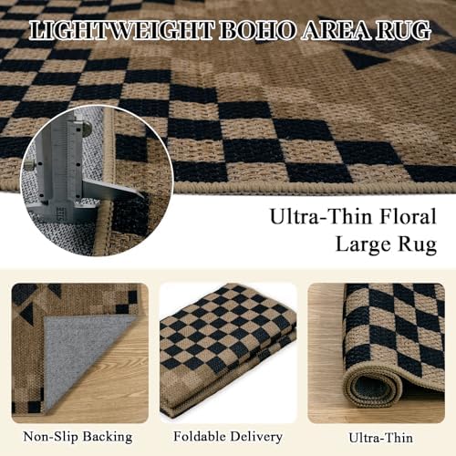 LIVEBOX Easy Jute Checkered Washable Entryway Rug 2x3, Non Slip Ultra Thin Front Door Mat Indoor Entrance, Farmhouse Small Kitchen Rug No Shed Jute Rugs Carpet for Hallway Bedroom Bathroom - Image 5