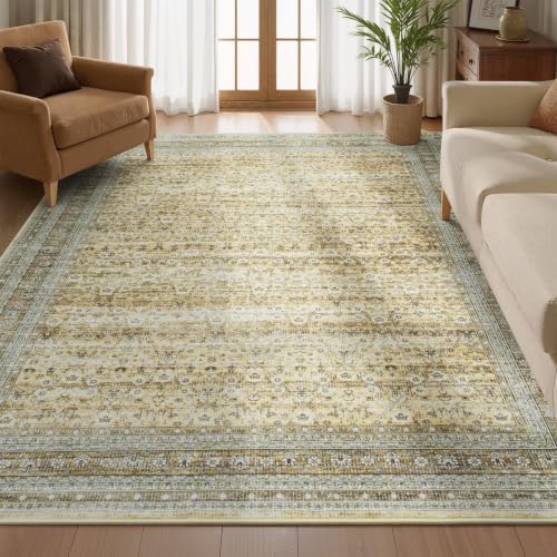 6x9 Washable Area Rugs for Living Room Bedroom, Vintage Rug Beige - Image 2