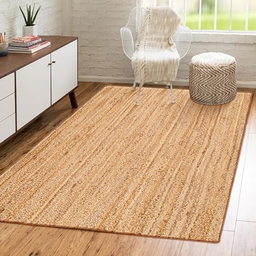 Hausattire Jute Braided Woven Kitchen Rug 4x6 Feet - Natural - Image 5