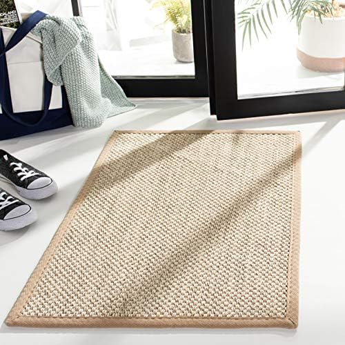SAFAVIEH Natural Fiber Accent Rug 2'6"x4' Textured, Marble & Linen NF143B by Unknown