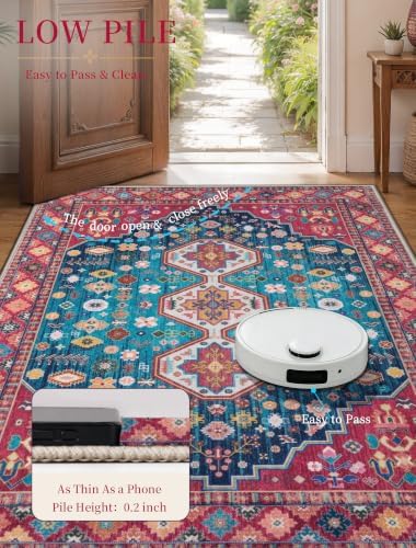 Tangsoo Colorful 2x3 Washable Rugs for Entryway, Boho Non Slip Small Rug - Image 4