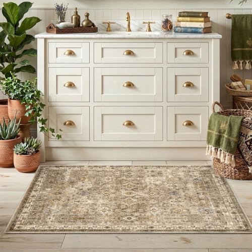 2x3 Area Rug Washable Vintage: Non Slip Throw Rugs for Entryway - Image 2