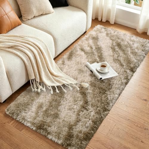 Noahas 2x8 Khaki Fluffy Soft Runner Rug Non-Slip for Bedroom Dorm Hallway - Image 3