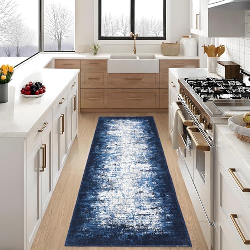 GarveeHome Machine Washable Runner Abstract Hallway Rugs 2x6 Blue - Image 2