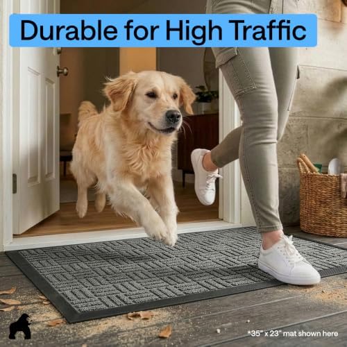 GORILLA GRIP WeatherMAX Door Mat, Indoor Outdoor Use, 72x24, Gray Maze - Image 6
