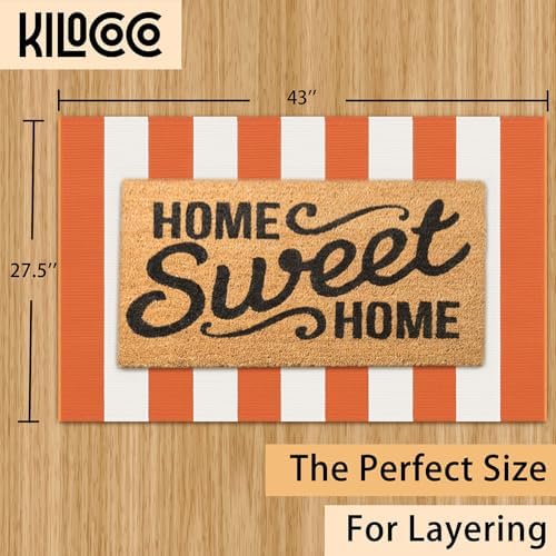 KILOCOCO 2.3'x3.6' Fall Orange Rugs Woven Striped Halloween Front Door Mat - Image 2