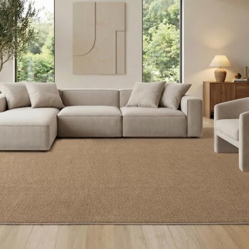 Bedsure 6x9 Faux Wool Area Rug for Living Room, Machine Washable, Brown by BEDSURE