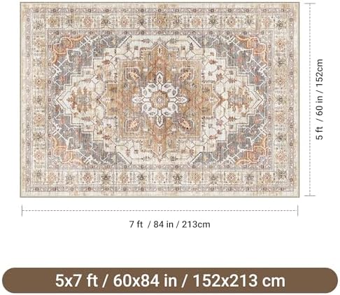 befbee Washable 5x7 Area Rug Non Slip Stain Resistant Rug for Living Room - Image 2