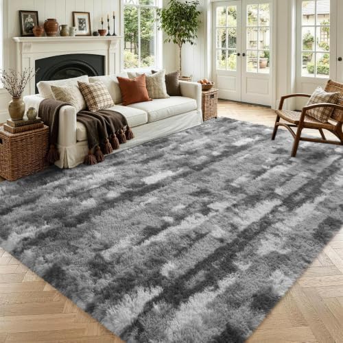 Noahas 6x9 Large Grey Fluffy Soft Area Rug Non-Slip for Living Room Bedroom by ModernHomeDecor