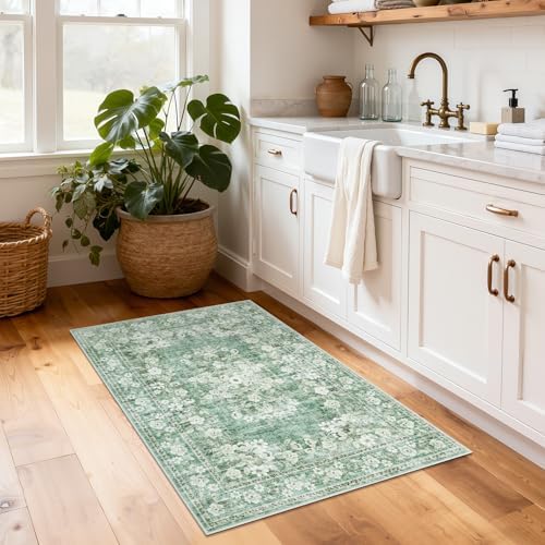 GarveeHome 2x3 Small Rug for Kitchen Machine Washable Floral Doormat by GarveeHome