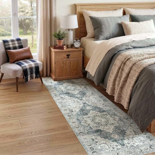 Lessymo Washable 2 x 6 Runner Rugs,Soft for Entryway Blue Grey/Beige - Image 3