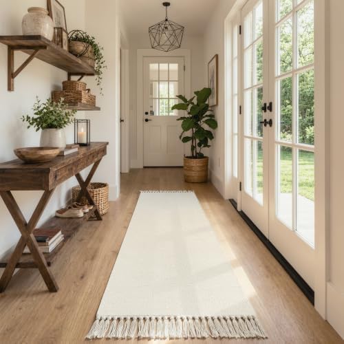 Collive Boho Washable Kitchen Rug, White Hallway Runner Rugs - Image 3