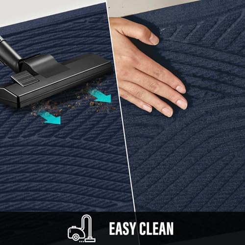HIYARD Sturdy Front Door Mat, Absorbent Muddy Dirt Resist Welcome Door Mats Outdoor Indoor, Stain and Fade Resistant, Non-Slip Backing Entry Mat Low Profile Doormat for Entryway, 36×24, Blue - Image 7