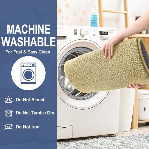 OLANLY Memory Foam Bathroom Runner Rug 47x24, Absorbent Long Bath Mat, Sand - Image 6