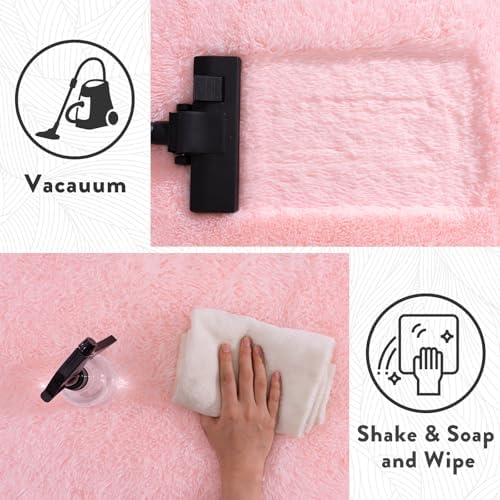 6x9 Fluffy Pink Rug for Bedroom Girls Living Room, Washable Non-Slip - Image 6