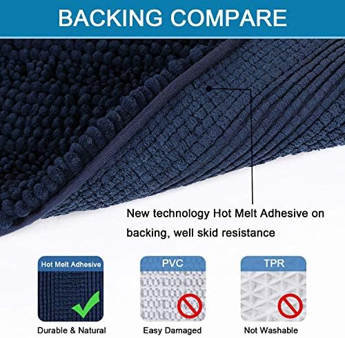 H.VERSAILTEX 2 Piece Bathroom Set - Super Absorbent Chenille Striped Bath Mats and Rugs - Non-Skid, Machine Washable Floor Mats (Navy, 24 x 36 Plus 20 x 32 Inches) - Image 4