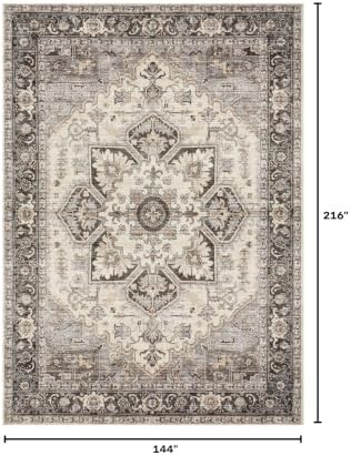 12x18 Area Rugs for Living Room - Large Carpet Ultra Thin Soft Washable Oriental Vintage Floral Distressed Big Indoor Carpets for Bedroom Nursery Dorm Home Decor Aesthetic - Grey Brown - Image 2