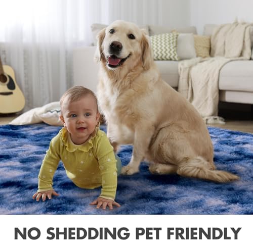 8x10 Ft Extra Large Shag Rugs for Living Room, Ultra Soft Fluffy Furry Area Rugs for Bedroom Indoor Floor, Aesthetic Carpet for Kids Home Decor (Blue) - Image 5