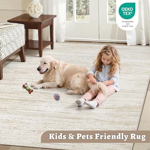 Area Rug 9x12 Living Room Rugs: Washable Modern Rug Large Non-Slip Soft Rugs Stain Resistant Printed Rug Indoor Carpet for Bedroom Kitchen Dining Room Nursery Playroom Home(Beige, 9'x12') - Image 5
