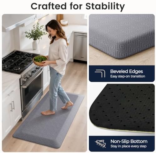 1" Extra Thick Anti Fatigue Kitchen Mats for Floor Standing Desk Mat, Grey - Image 7