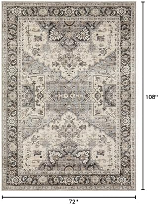 Vintage 6x9 Rugs for Living Room Washable Area Rug Brown - Image 2