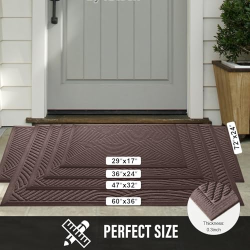 HIYARD Sturdy Front Door Mat, Absorbent Muddy Dirt Resist Welcome Door Mats Outdoor Indoor, Stain and Fade Resistant, Non-Slip Backing Entry Mat Low Profile Doormat for Entryway, 72×24, Coffee - Image 6