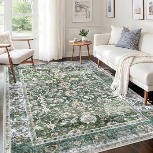 KUTA 5x7 Area Rugs Vintage Green Washable Rugs for Living Room by KUTA