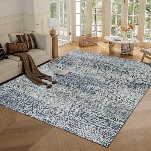 RUGSURE Washable Area Rug - 1/6 Thick - Stain & Water Resistant Non-Slip - Resistant Rug for Living Room, Bedroom, Nursery, Pet & Child Friendly, Vintage Charm Area Rugs (Grey+LightTeal, 3' x 5 ') by RUGSURE