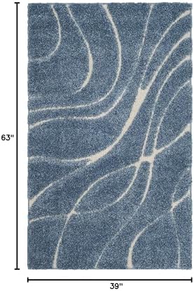 SAFAVIEH Florida Shag Collection Accent Rug - 3'3" x 5'3", Light Blue & Cream, Non-Shedding & Easy Care, 1.2-inch Thick Ideal for High Traffic Areas in Entryway, Living Room, Bedroom (SG471-6011) - Image 2