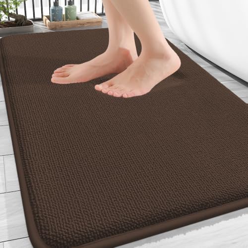 OLANLY Thick Memory Foam Bathroom Rugs 30x20, Absorbent Bath Mat, Brown by OLANLY
