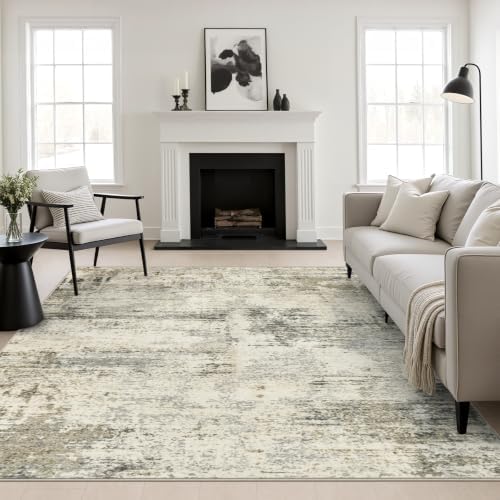Area Rug Living Room: 6x6 Modern Washable Soft Carpet Ash Brown by FXRHLP