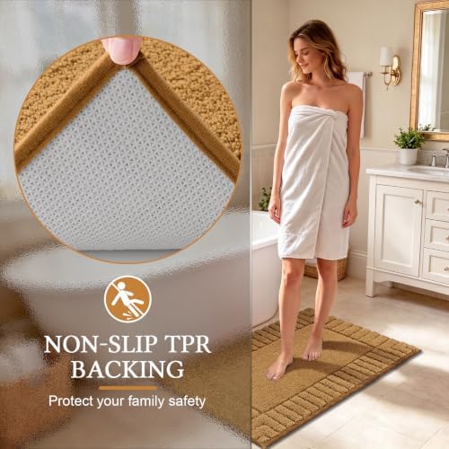 Pauwer Bathroom Rugs Sets 3 Piece, Microfiber Bath Mat Set, Mustard - Image 5