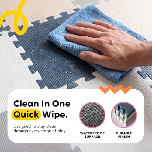 MioTetto Baby Play Mat, Comfortable Playtime Mat – Portable Foam Floor Tiles, Safe Baby mat for Floor for Crawling & Development, Soft Play mat for Babies, Stylish Interlocking Foam Tiles - Image 4