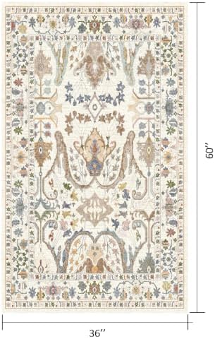 Area Rug Living Room Rugs 3×5 Washable Floral Rug - Image 2