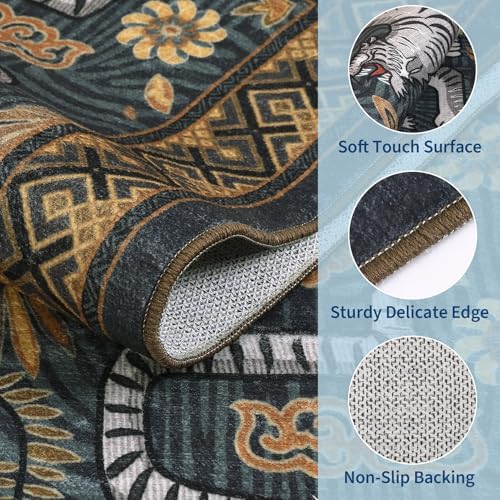 GarveeHome Tiger 8x10 Area Rugs Boho Washable Vintage Non Slip Living Room - Image 4