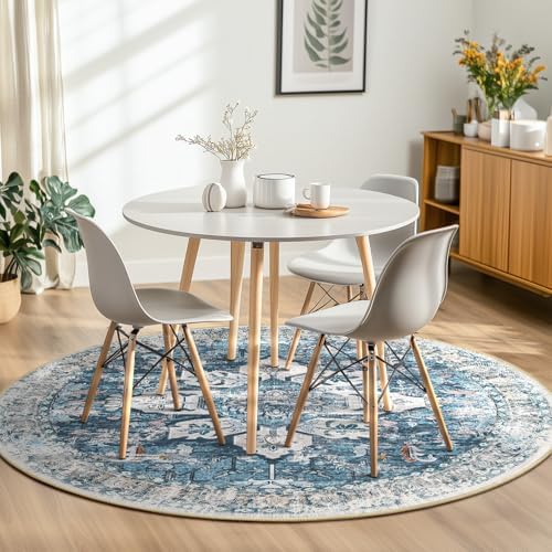 BESTSWEETIE Washable Boho Round 6ft Area Rug for Living Room, Blue Navy - Image 2