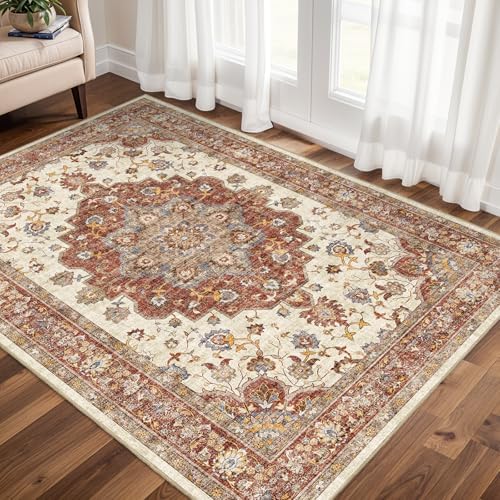 TOPRUUG 3x5 Living Room Area Rug: Vintage Washable Non-Slip Rug for Bedroom - Image 2
