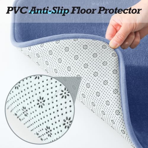 HUXMEYSON Bathroom Rugs Sets 2 Piece, Non-Slip & Quick Dry Bath Mat Set, Ultra Soft Velvet Bath Rugs for Bathroom, Toilet and Shower Floor, Dusty Blue - Image 4