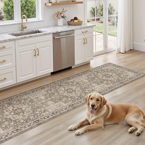 cotiled 2x6 Hallway Runner Rug for Entryway, Non-Slip Vintage, Brown - Image 6