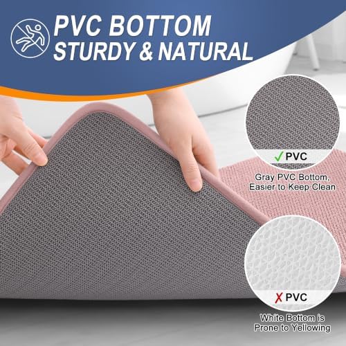 OLANLY Thick Memory Foam Bathroom Rug 36x24, Absorbent Bath Mat, Dusty Rose - Image 4