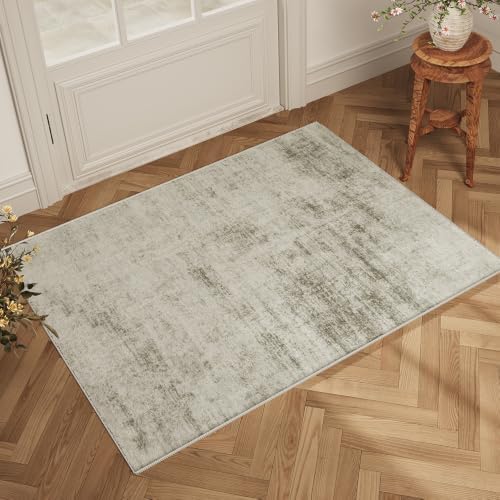 2'x3' Vintage Beige Low Pile Rug, Washable Non-Slip Non-Shed Decor Carpet by Unknown