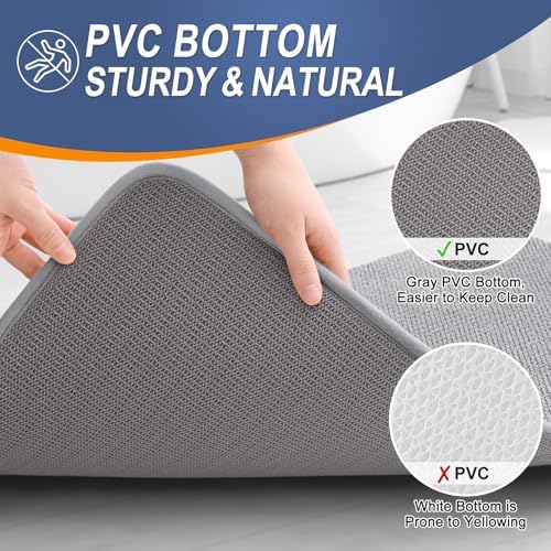 OLANLY Thick Memory Foam Large Bathroom Rug 40x32, Absorbent Bath Mat, Grey - Image 4