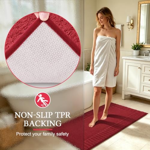 Pauwer Bathroom Rugs Set 2 Piece, Microfiber Bath Mat Set, Red - Image 5