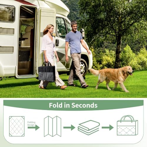 GENIMO Outdoor Rug, Waterproof Plastic Rugs for Patio, 5'x8' Black Grey - Image 6