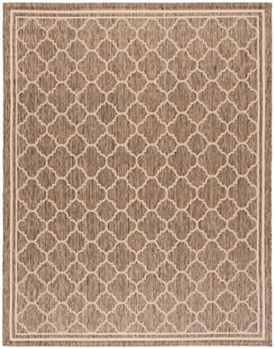 SAFAVIEH Washable Rug Outdoor Courtyard Collection - 6'7" x 9'6", Brown & Bone, Non-Shedding & Easy Cleaning, Ideal for Patio, Backyard, Mudroom (CY6918-242) - Image 2