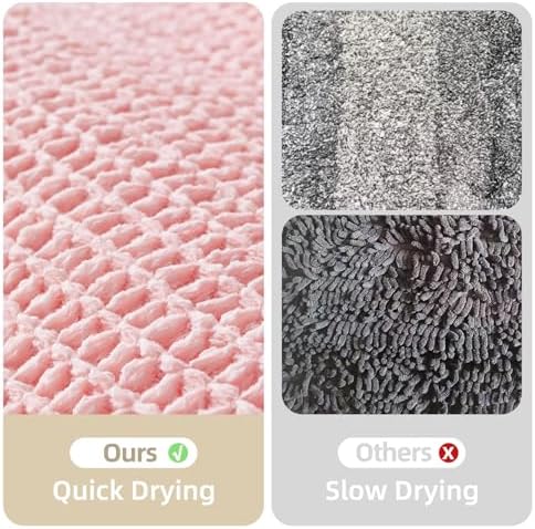 TYUU Waffle Bath Mat, Cute Bathroom Rugs Non Slip, 48x24 Light Peachy Pink - Image 6