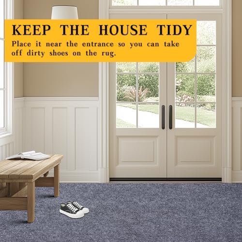 2x6 ft Outdoor Runner Rug, Non-Slip Indoor Outdoor Carpet Runner with TPR Backing, Waterproof Mat for Hallway, Kitchen, Patio, Garage, Deck, Entryway, Grey Fine Stripes - Image 5