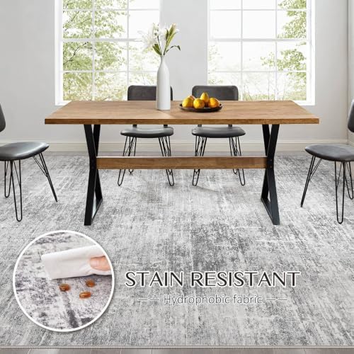 kakania Abstract 9x12 Area Rugs for Living Room: Washable Rugs Grey White - Image 5